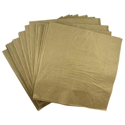Metallic Gold 2 Ply Paper Dinner Napkins Pk 50
