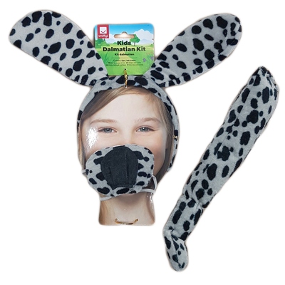 Dalmatian Child Costume Set - Ears on Headband, Tail & Nose Pk 1 