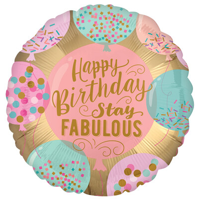 Happy Birthday Stay Fabulous Foil Balloon 18in. Pk 1