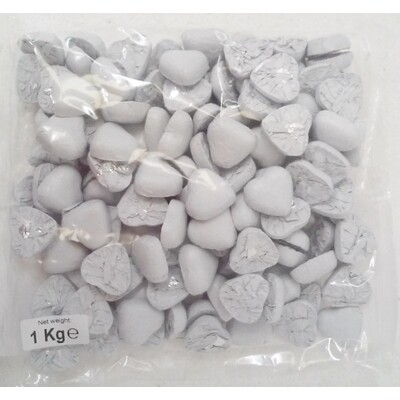 White Foil Wrapped Chocolate Hearts (1kg) Approx. 140 Hearts