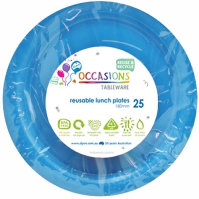 Reusable Royal Blue Plastic Lunch Plates 18cm (Pk 25)