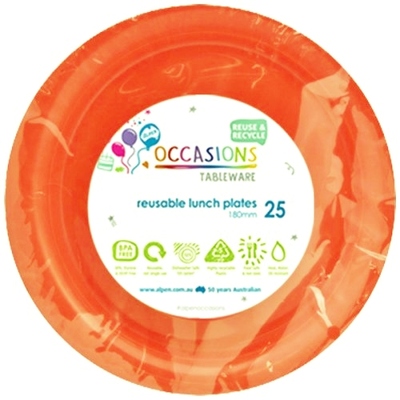 Orange Plastic 18cm Lunch Plates Pk 25