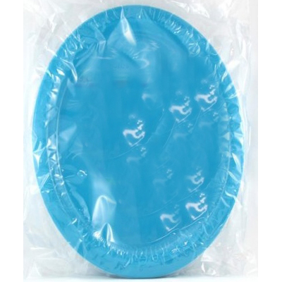 Reusable Large Azure Blue Oval Plastic Plates (Pk 25)