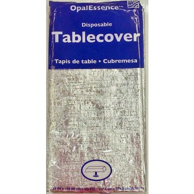 Silver Metallic Foil Plastic table cover (137cm x 274cm) Pk 1