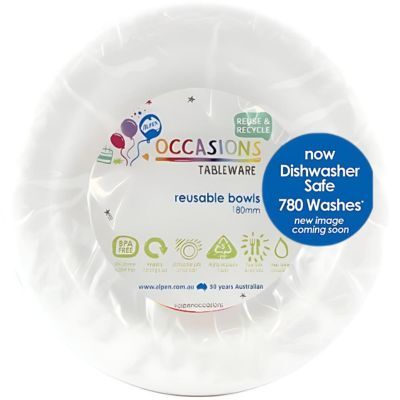 Reusable White Plastic Bowls 18cm (Pk 20)