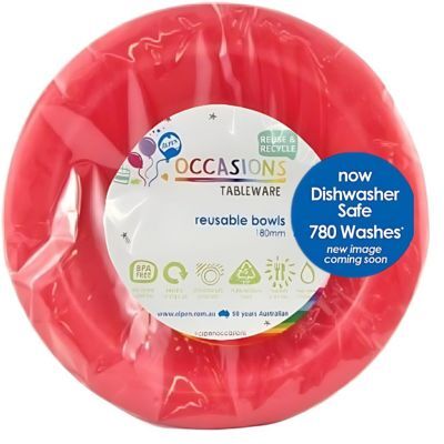 Reusable Red Plastic Bowls 18cm (Pk 20)