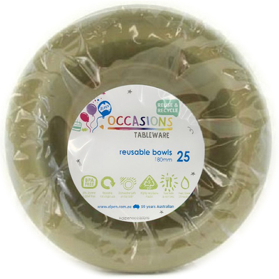 Reusable Gold Plastic Bowls 18cm (Pk 25)