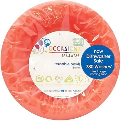 Reusable Orange Plastic Bowls 18cm (Pk 20)