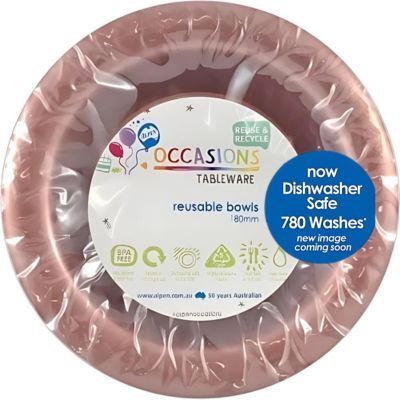 Reusable Rose Gold Plastic Bowls 18cm (Pk 20)