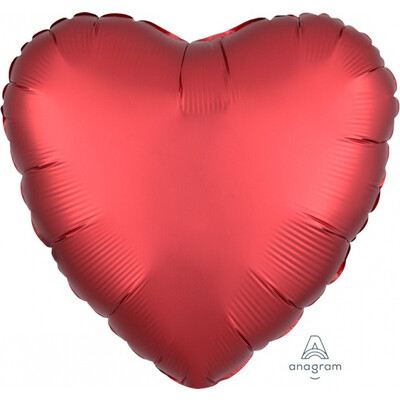 Satin Sangria Red 17in. Heart Foil Balloon Pk 1