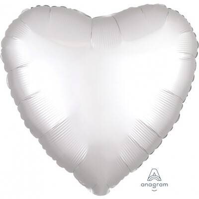 Satin White 17in. Heart Foil Balloon Pk 1