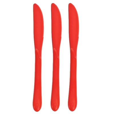 Reusable Red Plastic Knives 19cm (Pk 25)