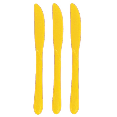 Reusable Yellow Plastic Knives 19cm (Pk 25)