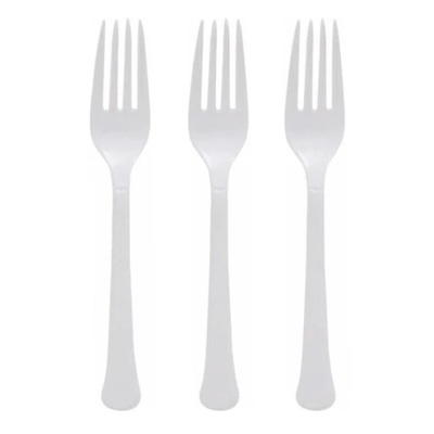 Reusable White Plastic Forks 18cm (Pk 25)