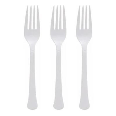 Reusable White Plastic Forks 18cm (Pk 100)