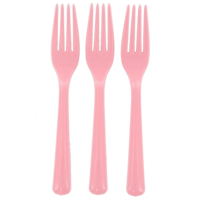Reusable Light Pink Plastic Forks 18cm (Pk 25)