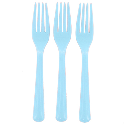 Reusable Light Blue Plastic Forks 18cm (Pk 20)