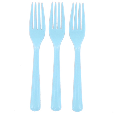 Reusable Light Blue Plastic Forks 18cm (Pk 25)