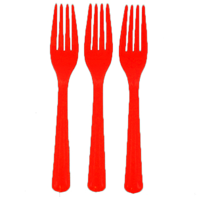 Reusable Red Plastic Forks 18cm (Pk 25)