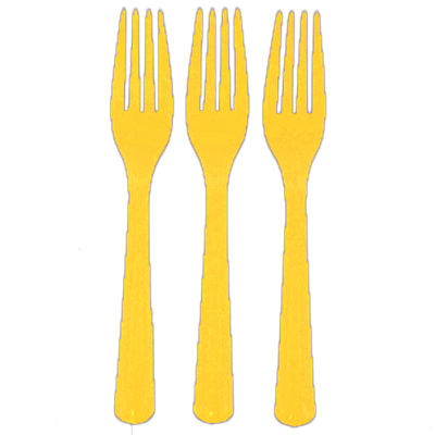 Reusable Yellow Plastic Forks 18cm (Pk 25)