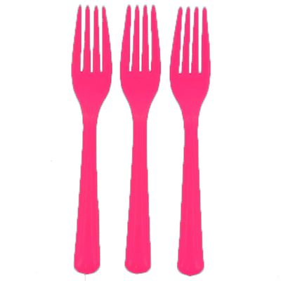 Reusable Magenta Pink Plastic Forks 18cm (Pk 25)