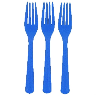 Reusable Royal Blue Plastic Forks 18cm (Pk 25)