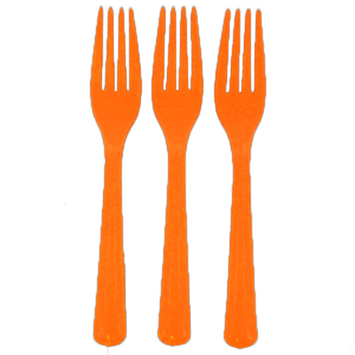 Reusable Orange Plastic Forks 18cm (Pk 25)
