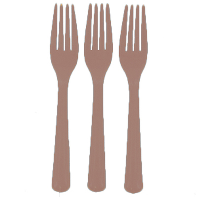 Reusable Rose Gold Plastic Forks 18cm (Pk 25)