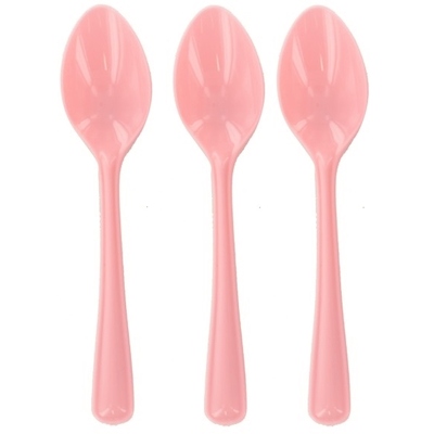 Reusable Light Pink Plastic Spoons 16cm (Pk 25)