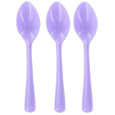 Reusable Lavender Plastic Spoons 16cm (Pk 25)