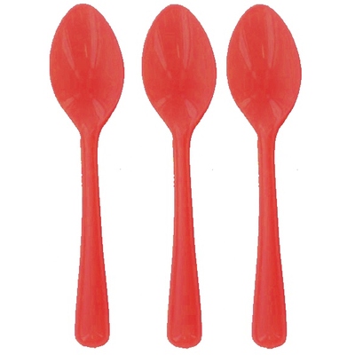 Reusable Red Plastic Spoons 16cm (Pk 25)