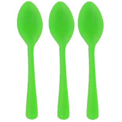 Reusable Lime Green Plastic Spoons 16cm (Pk 25)