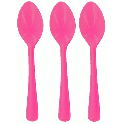 Reusable Magenta Pink Plastic Spoons 16cm (Pk 25)