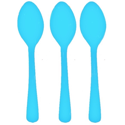 Reusable Azure Blue Plastic Spoons 16cm (Pk 20)