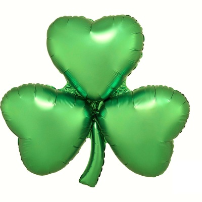 Green Satin Shamrock Foil Supershape Balloon 71cm