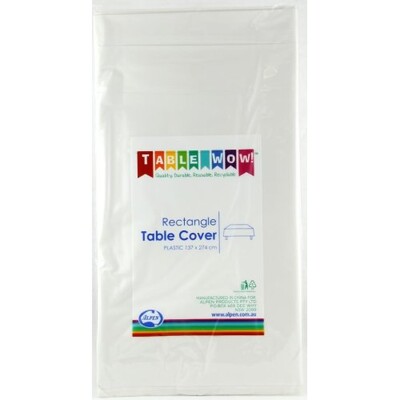 White Plastic Rectangle Tablecover 137cm x 274cm | Reusable & Recyclable Party Table Cover