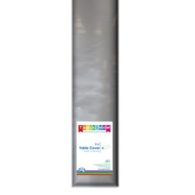 Silver Plastic Tablecover Roll 1.2m x 30m | Reusable Party Table Cover Roll