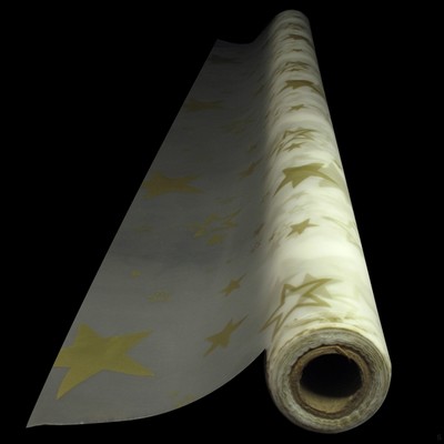 Clear with Gold Stars Plastic Tablecover Roll (1.2m x 30m) Pk 1
