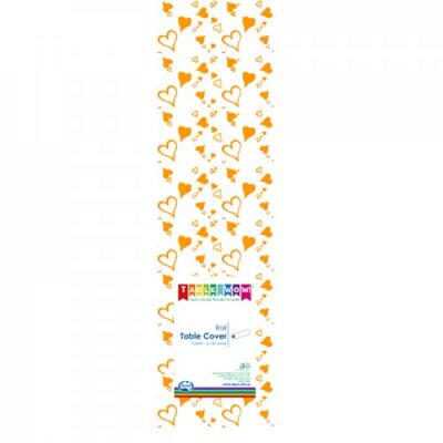 Clear with Gold Hearts Plastic Tablecover Roll (1.2m x 30m) Pk 1