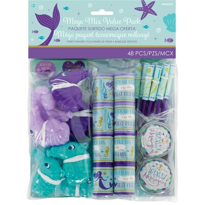 Mermaid Wishes Mega Value Party Favours Mixed Pack of 48 pieces 