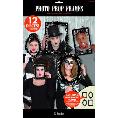 Halloween Assorted Black & Silver Gothic Photo Prop Frames Pk 12