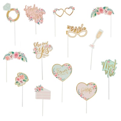 Bride Mint To Be Floral Photo Booth Props (Pk 13)