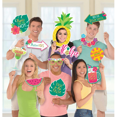 Hawaiian Aloha Tropical Photo Booth Props (Pk 12)