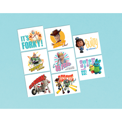 Toy Story 4 Tattoos (1 Sheet of 8 Tattoo Squares)