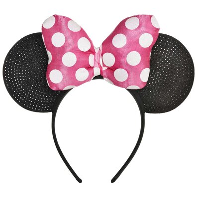 Deluxe Minnie Mouse Headband with Ears & Pink Bow