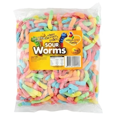Sour Worms Lollies 1kg