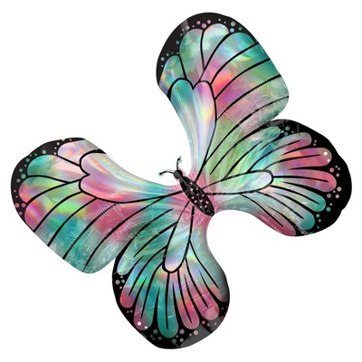 Holographic Butterfly Foil Supershape Balloon 76x66cm