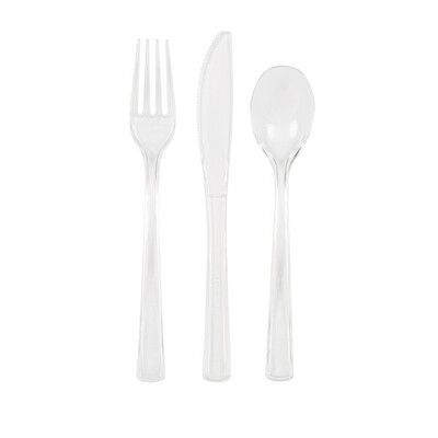 Reusable Clear Plastic Cutlery Set (Pk 18)