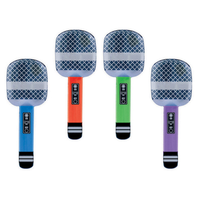 Assorted Colour Inflatable Microphones 26.6cm (Pk 4)