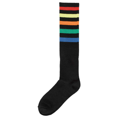 Black Rainbow Stripe Knee High Socks (One Size)